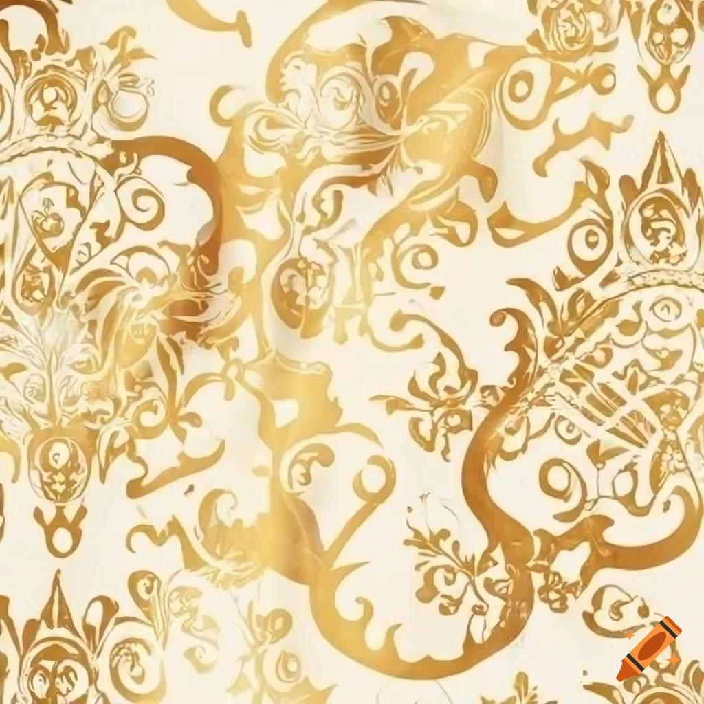 Golden floral pattern on a white background