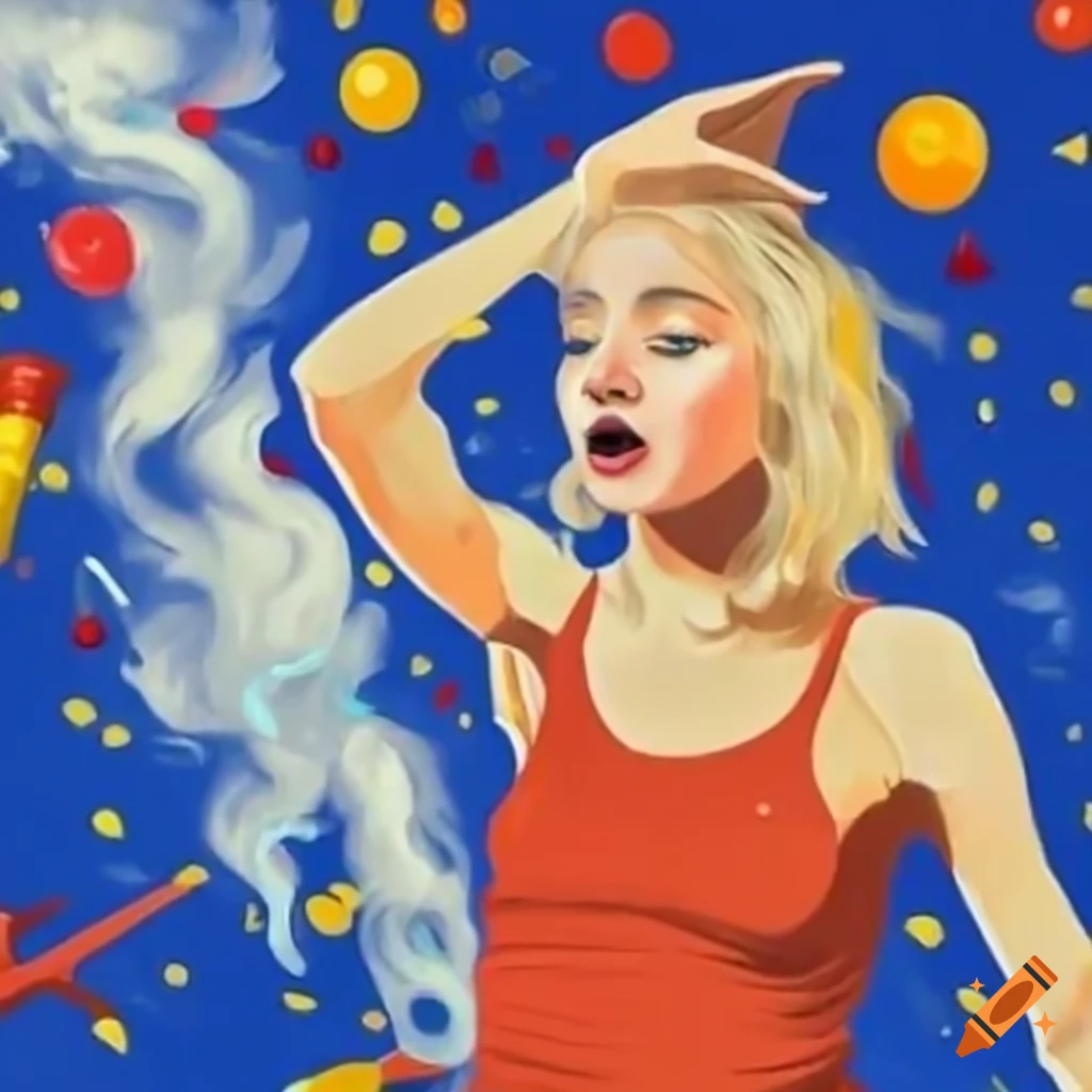 Blonde girl high-fiving in a rocket party