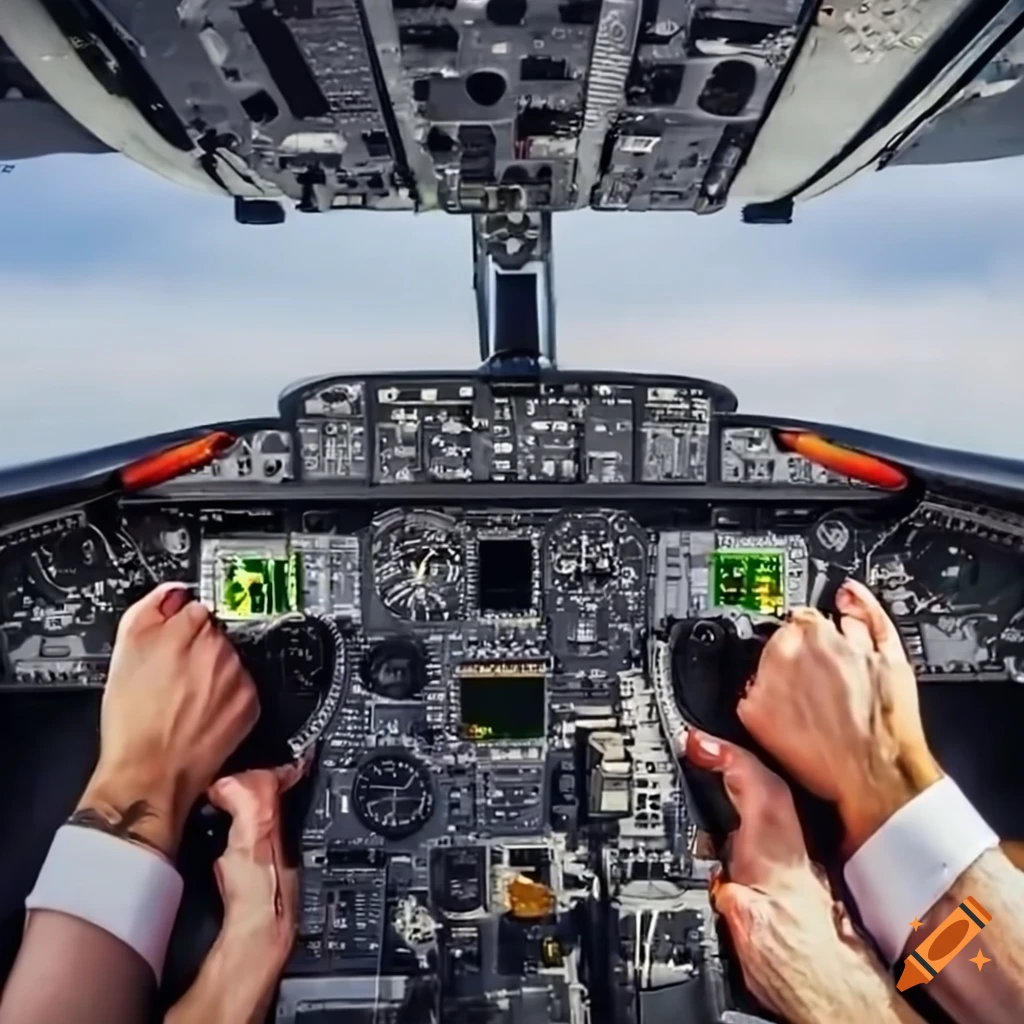 Close-up of an airplane pilot in a cockpit