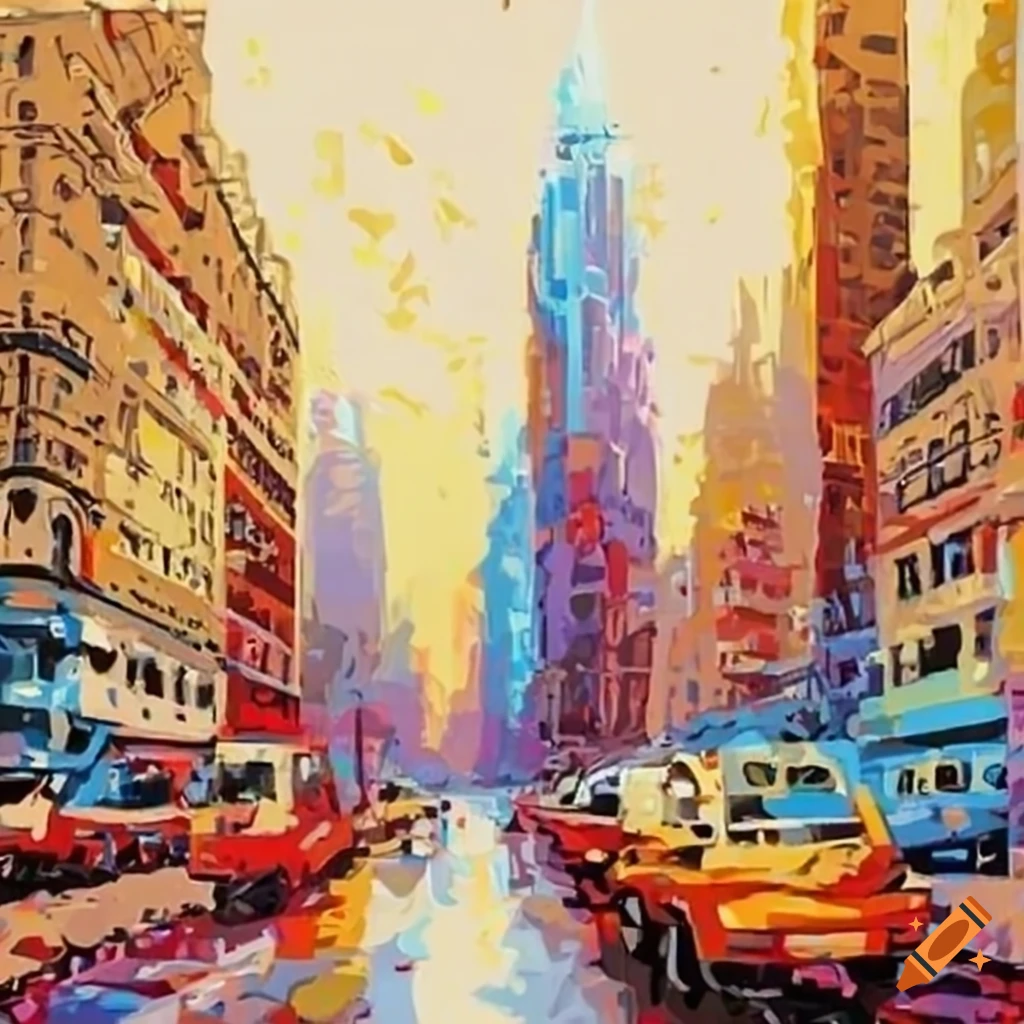 Cityscape in twocolor painting by numbers style on Craiyon