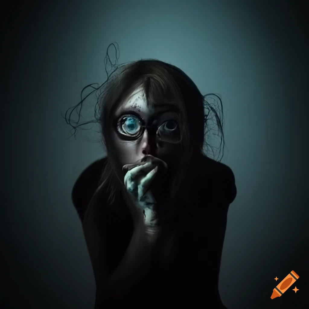 Unique portrait in a dark room on Craiyon