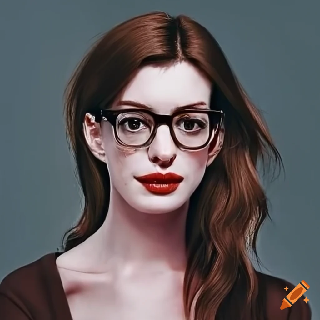 Anne Hathaway wearing glasses in her youth