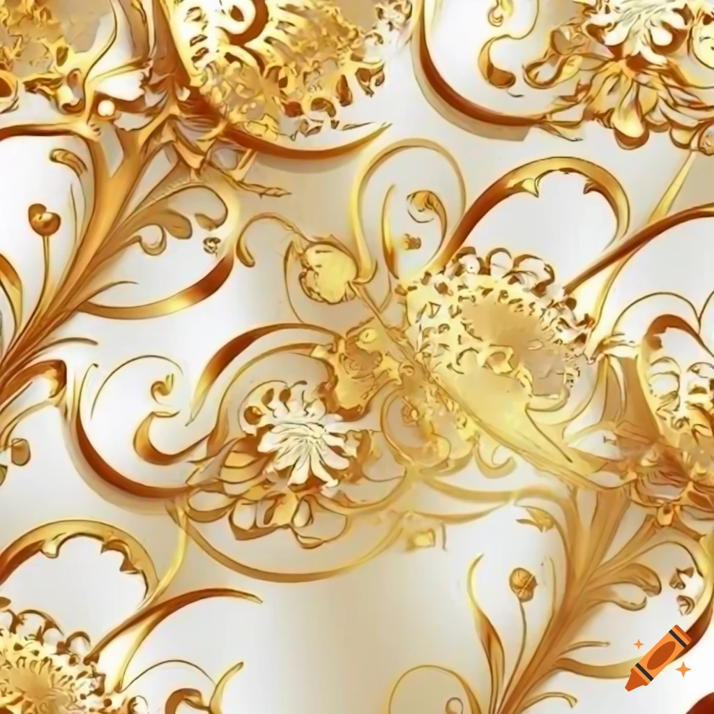 Golden floral pattern on a white background