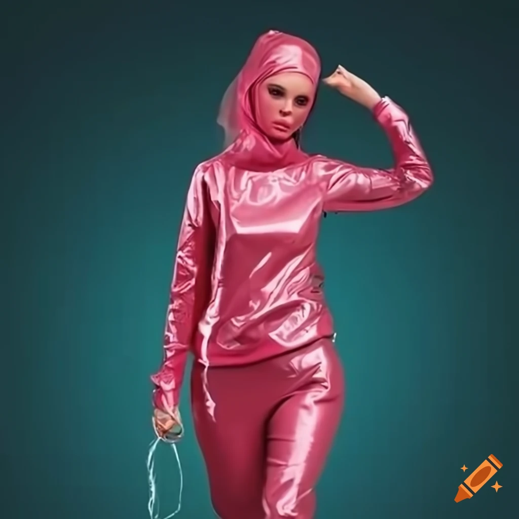 Lady jogging in a plastic sweat suit on Craiyon