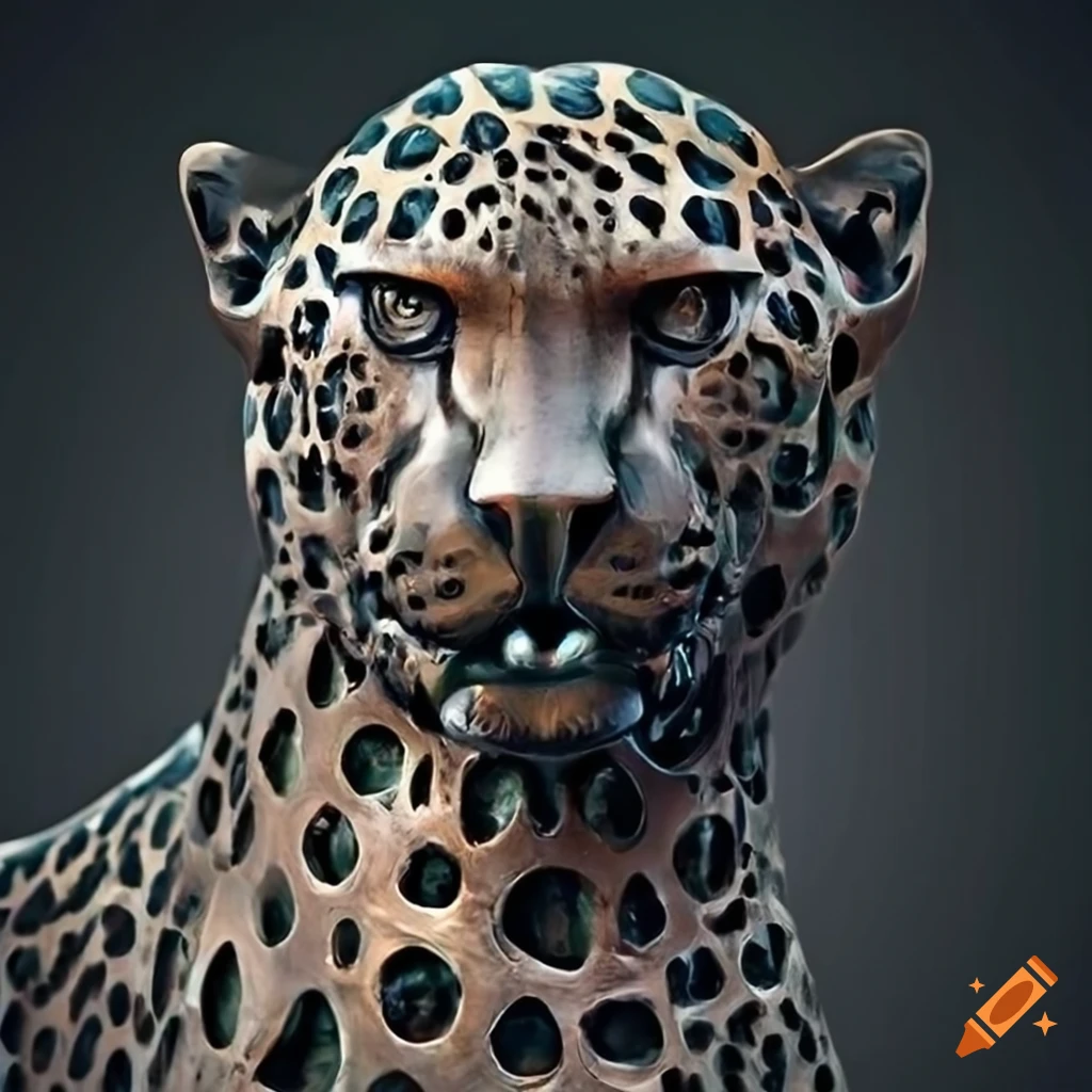 Architectural Stave carving style with cheetah motif in high definition