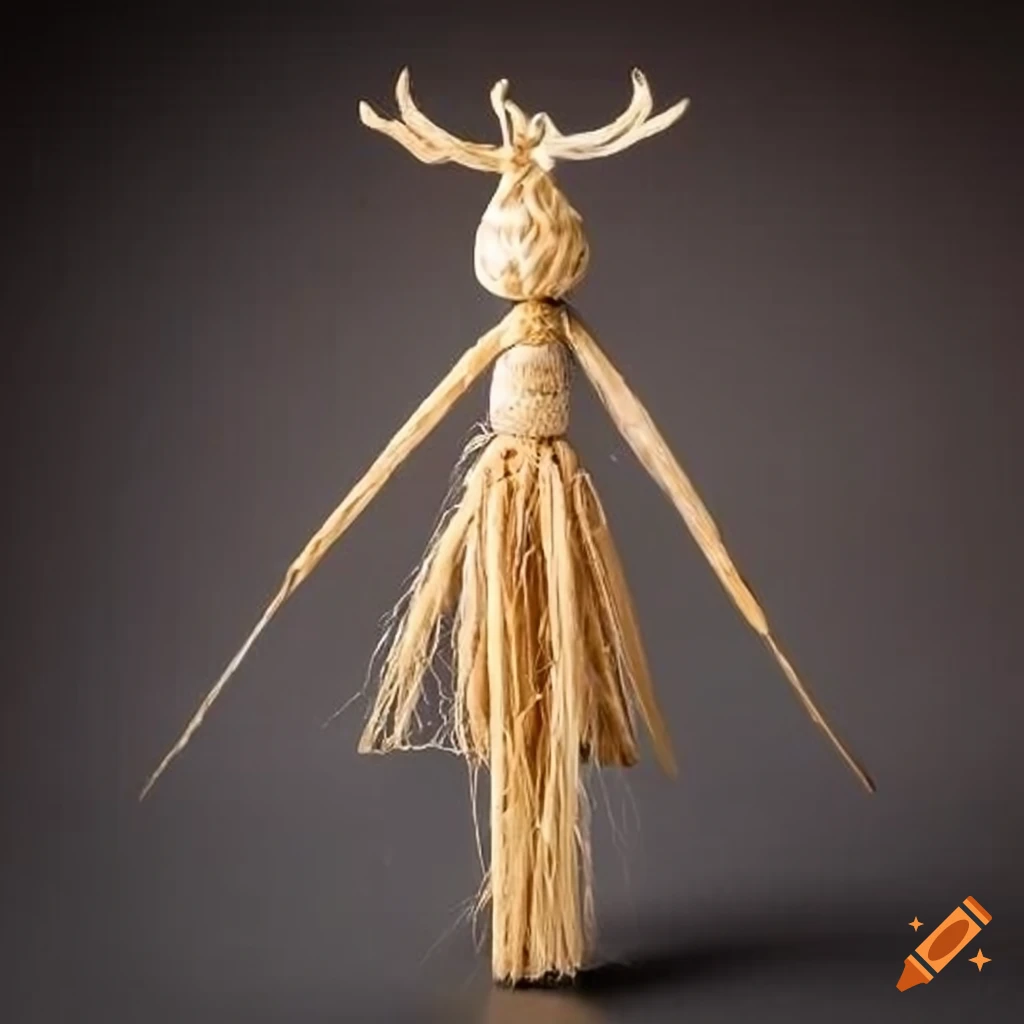 Japanese straw doll with stag horns on Craiyon
