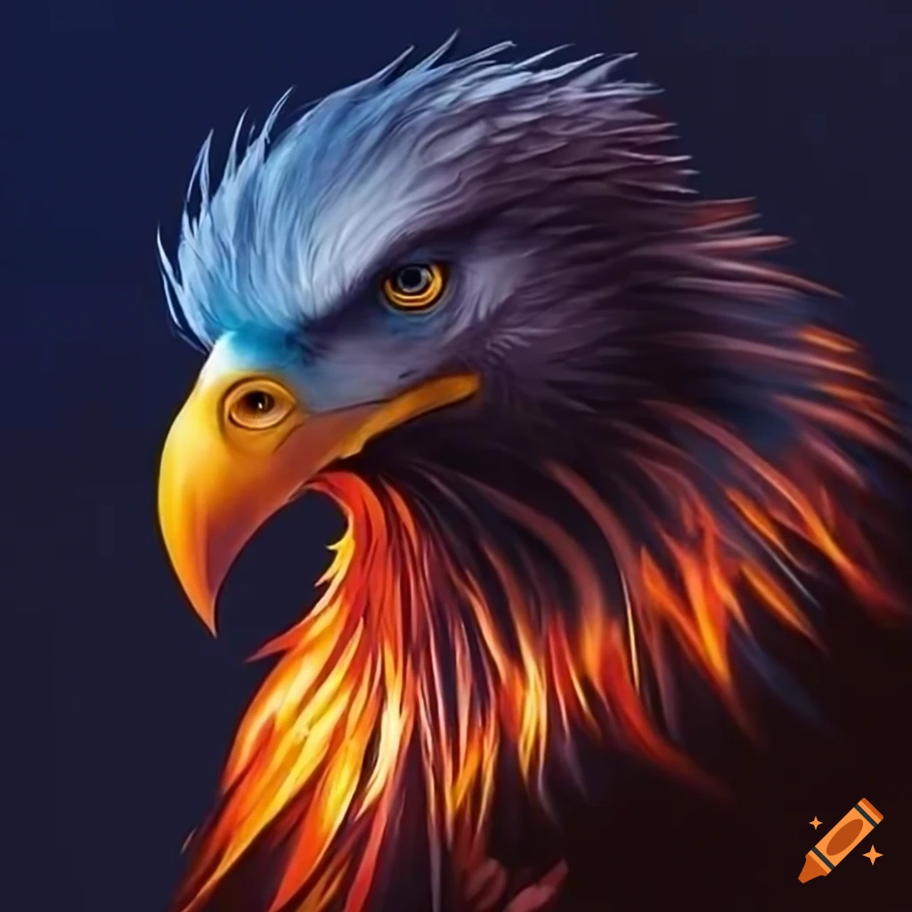 Fire and ice eagle combination on Craiyon