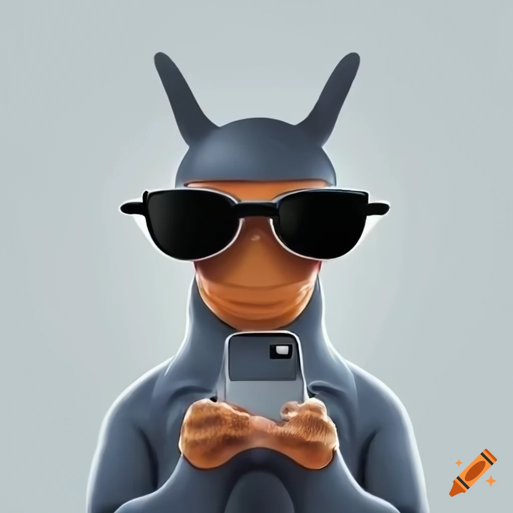 Slug Using Computer Cool slug with sunglasses using a mobile device on Craiyon