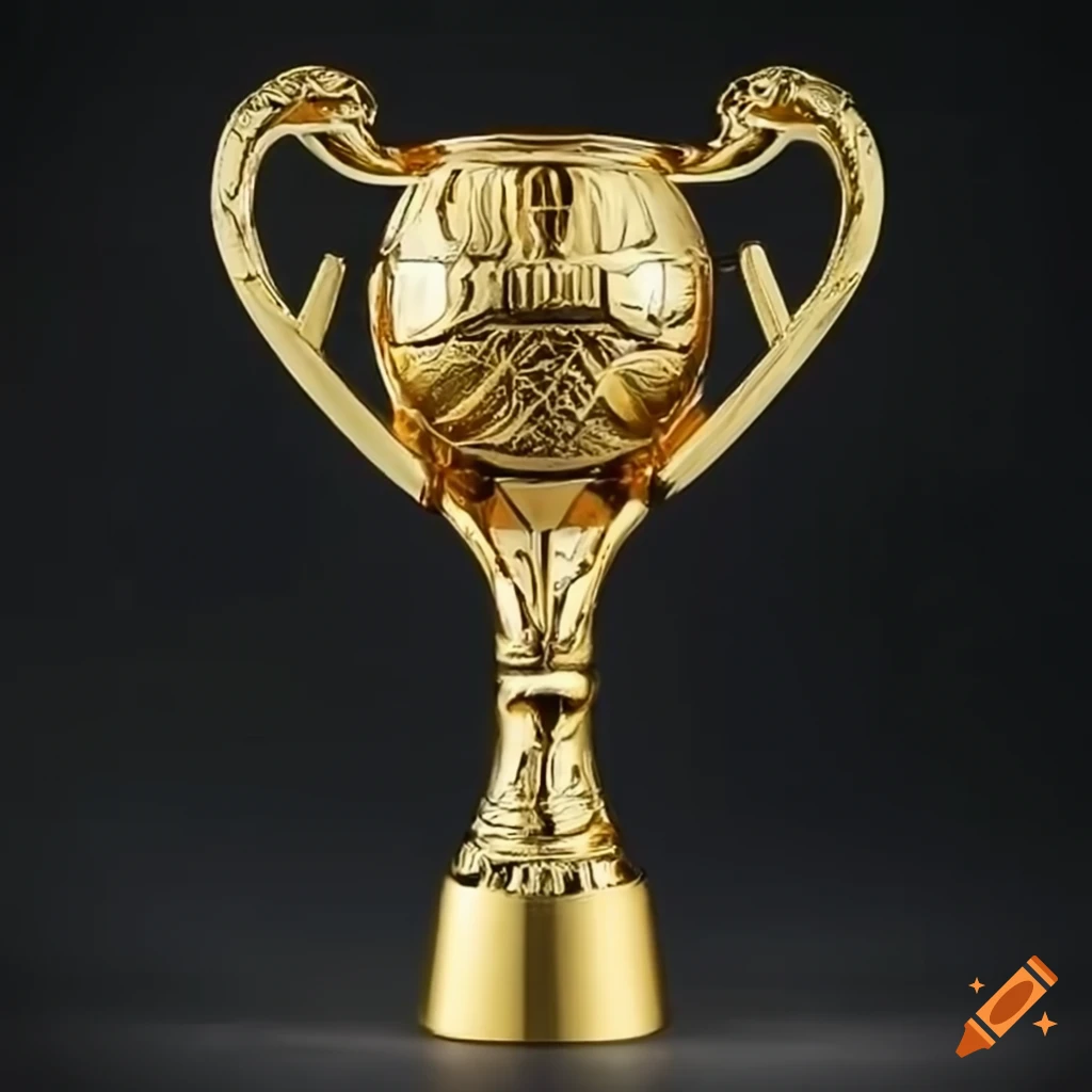 Replica soccer trophy with intricate golden design similar to Puchar Polski award