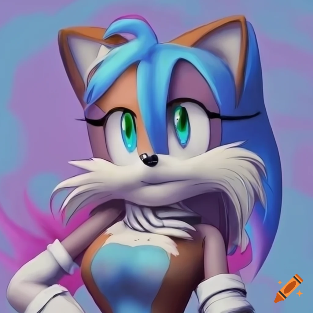 Imaginative female version of Tails the Fox with unique fur colors and ...