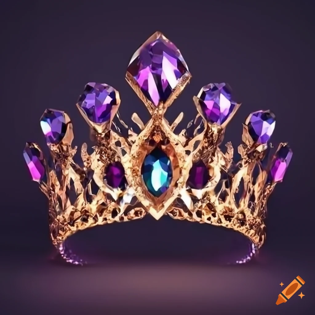 Stunning gem-encrusted fantasy crown on a dimly lit background