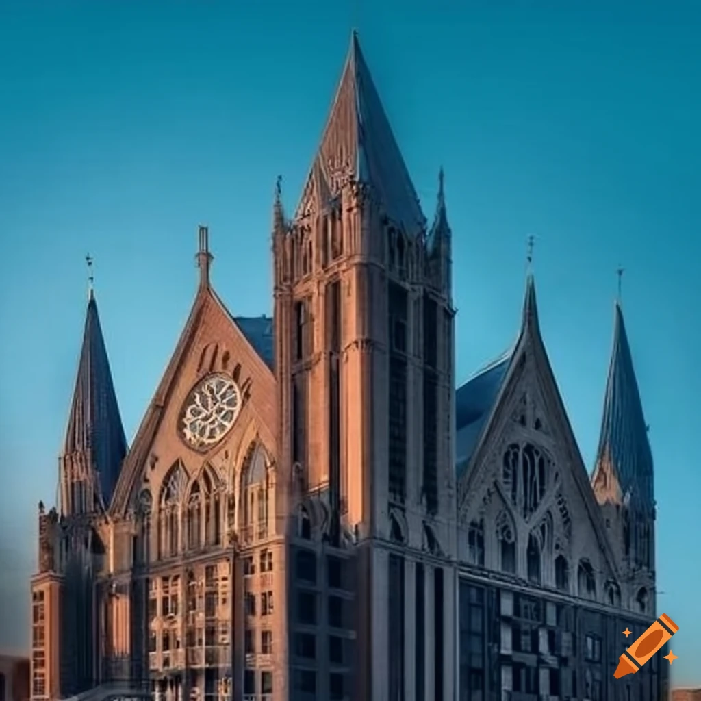 Neo-gothic skyscraper with apartments, retail center, and chapel in Detroit