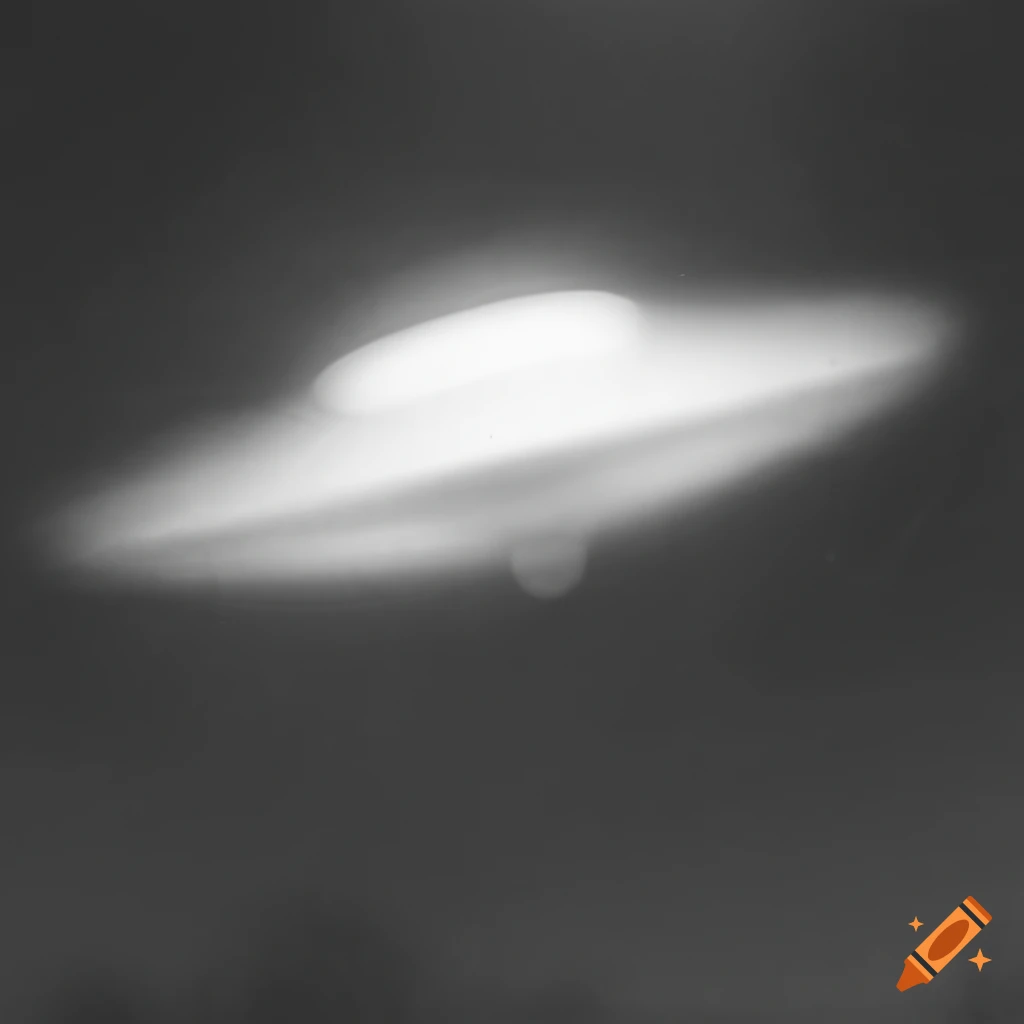 Blurry black and white photo of a UFO