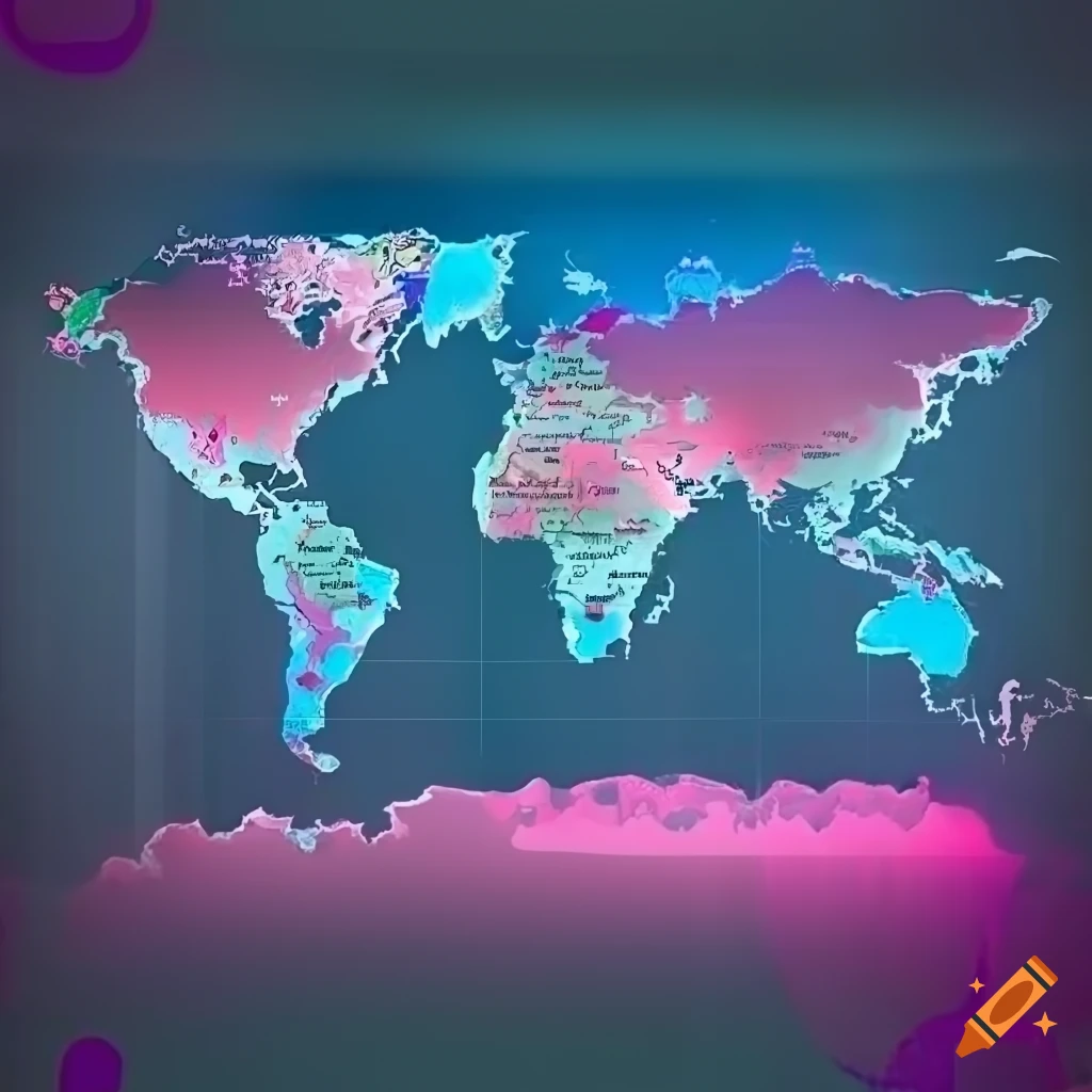 International tax havens world map with pink color coding
