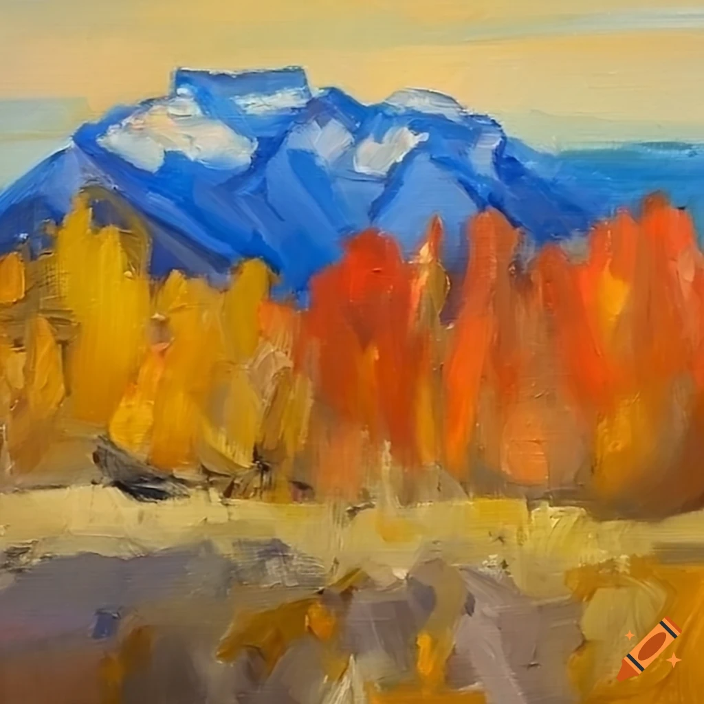 Colorado landscape with broad brush strokes in an oil painting on Craiyon