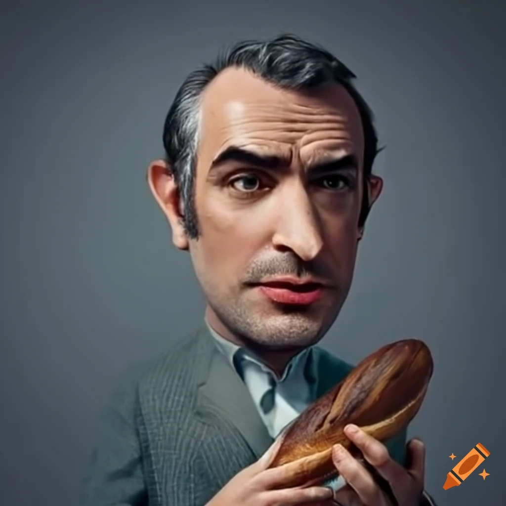 Jean Dujardin holding a baguette
