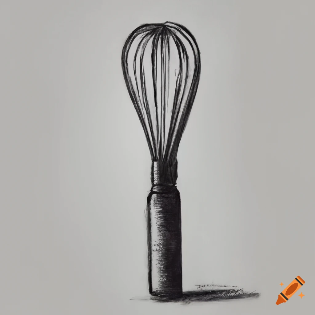 Vintage whisk pencil drawing in charcoal style on Craiyon
