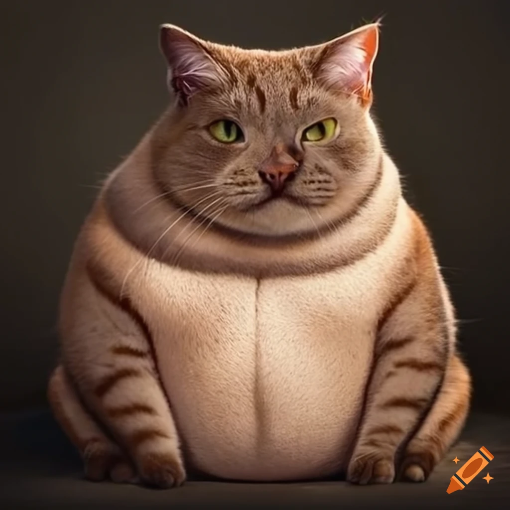 Chubby cat with multiple chins on Craiyon