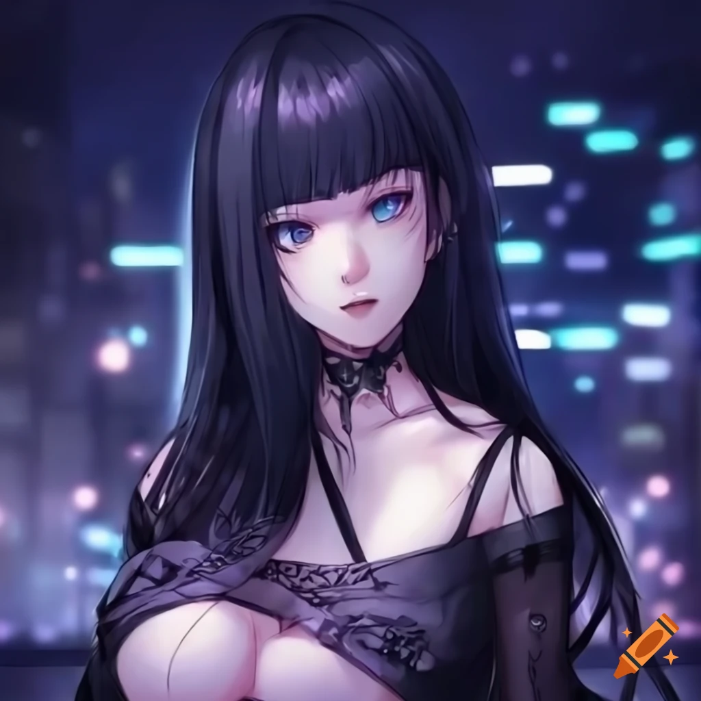 Anime character with long black hair, blue eyes, and monstrous arms coming out of stomach