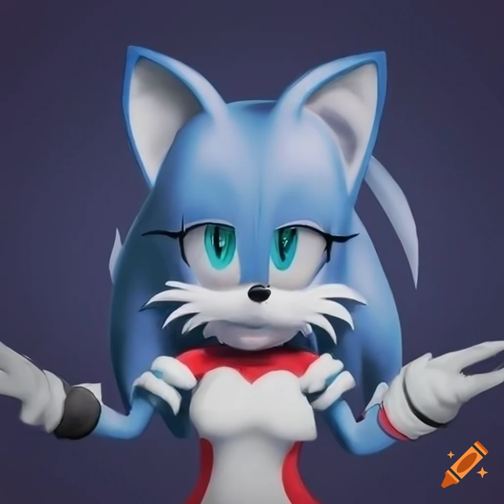Imaginative design of Tails the Fox inspired by Amy with unique fur coloration and captivating eyeliner art