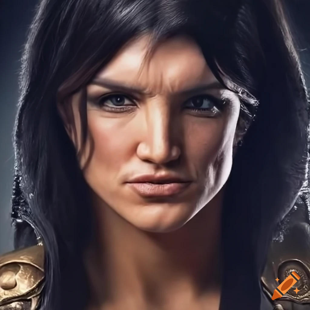 Gina carano as xena warrior princess in a highly detailed portrait on