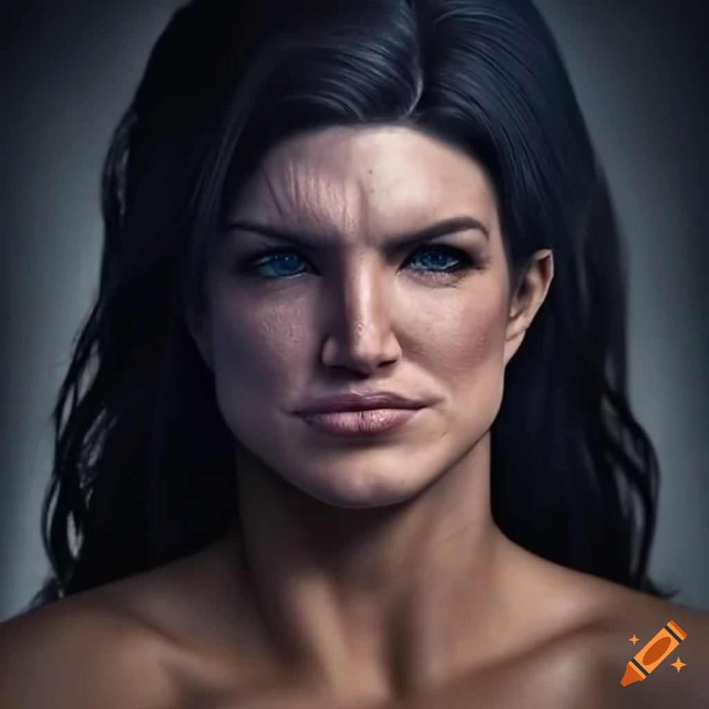 Portrait of a woman with chiseled facial features and dramatic lighting