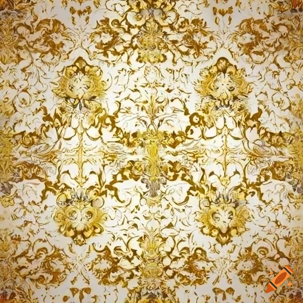 Golden floral pattern on a white background