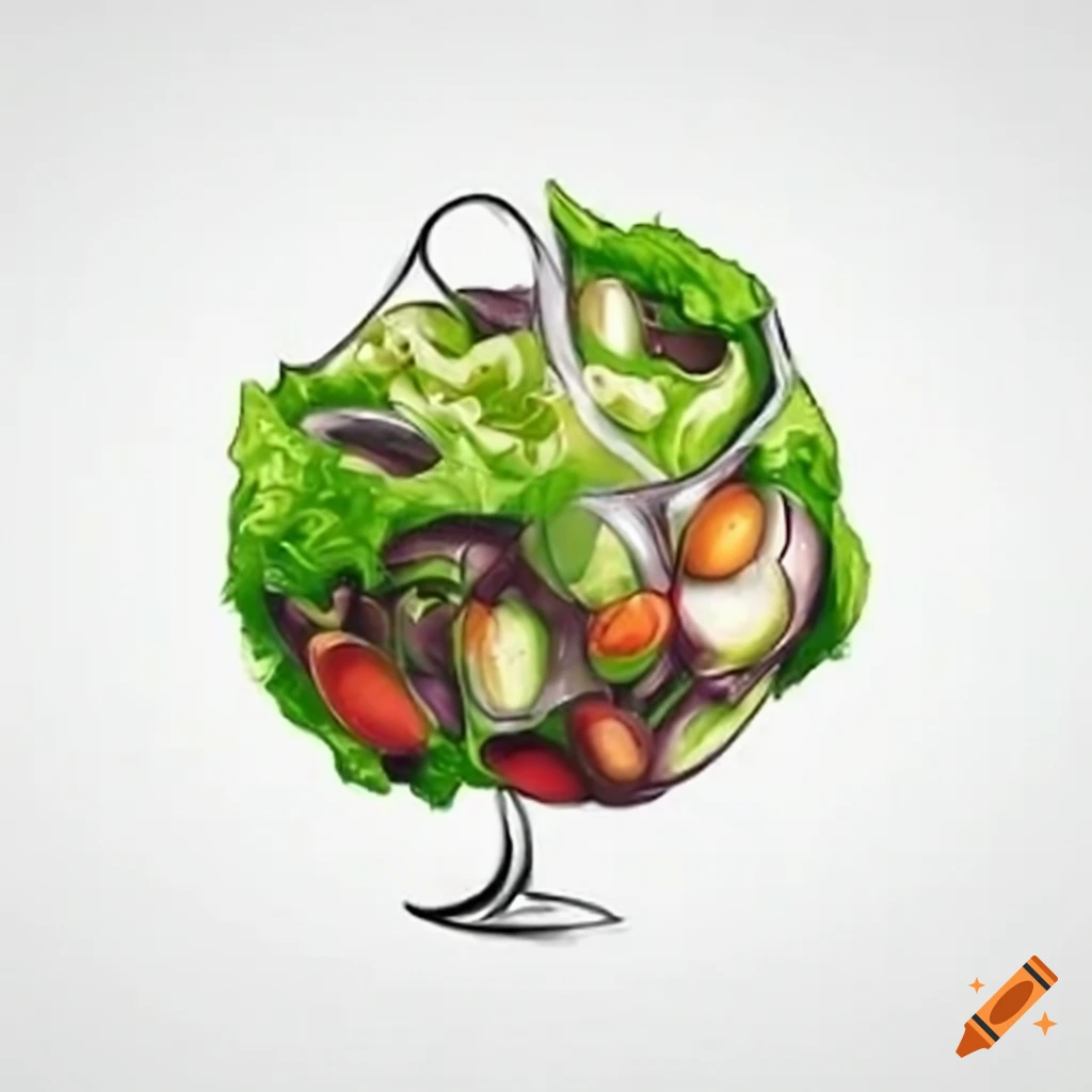 Fresh salad on a white background on Craiyon