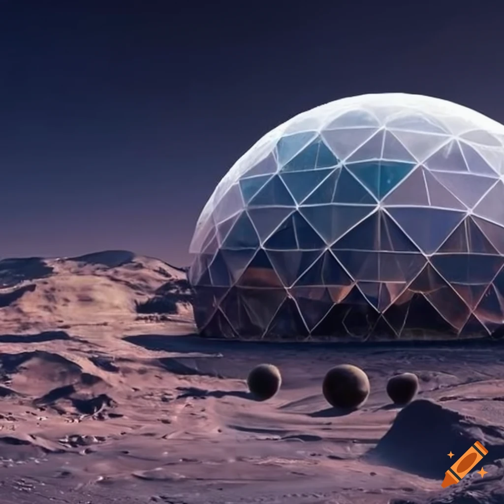 Glass domes over moon craters on Craiyon