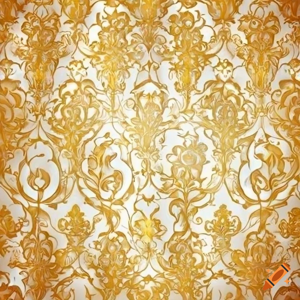 Golden floral pattern on a white background