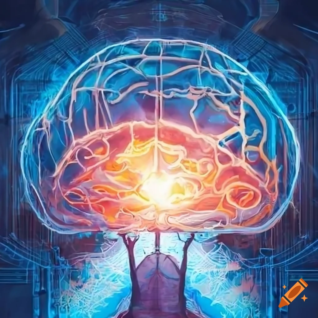 Illustration of a technological campus for an AI internship report cover