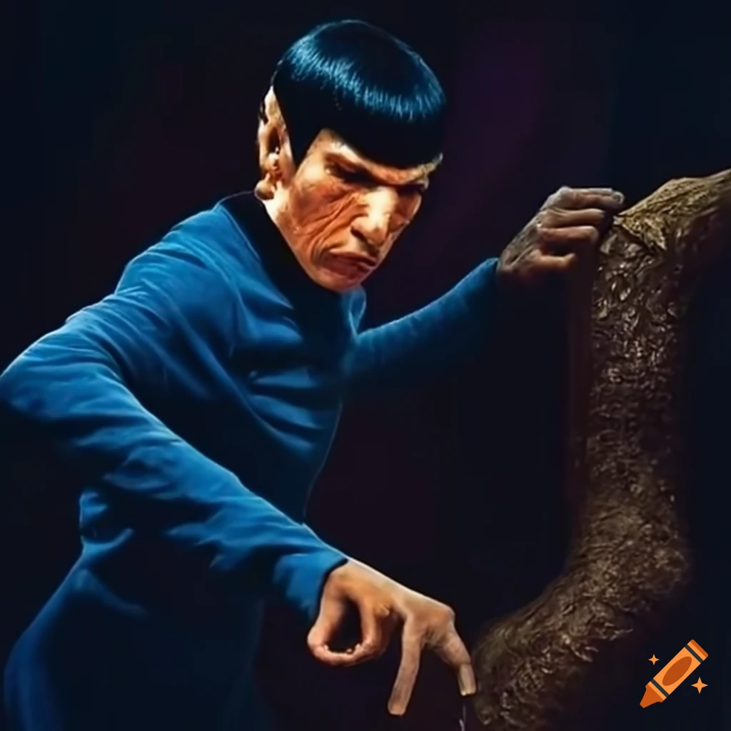 Spock climbing a tree