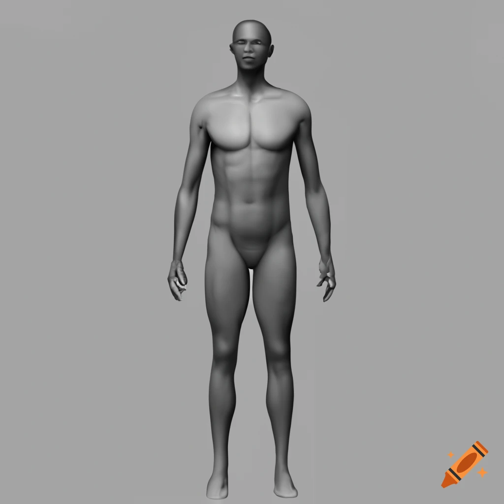 Rectangular Male Body 3D model of male body with proportional rectangular shape on Craiyon
