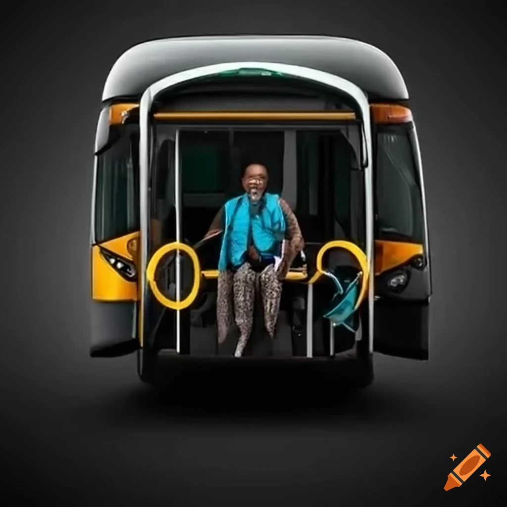 Electric bus with a black driver