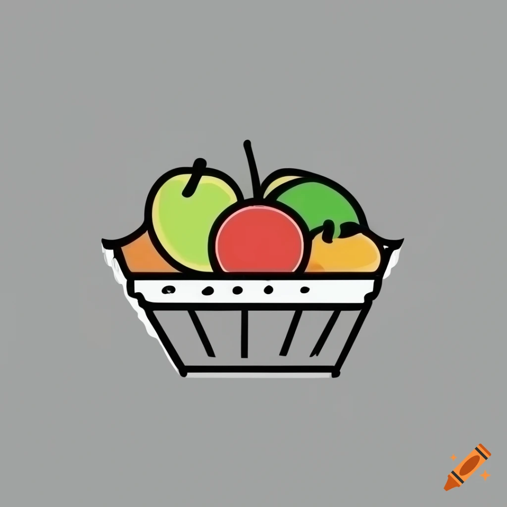 Minimalistic fruit basket logo on Craiyon