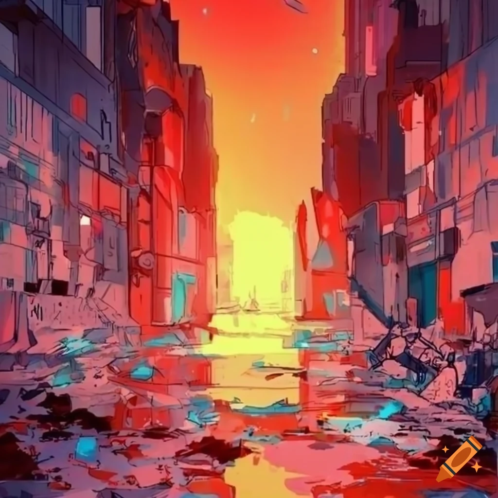 Sci-fi wasteland in manga style