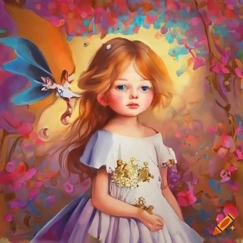 Artwork of an angel with flowers in a watercolor style on Craiyon
