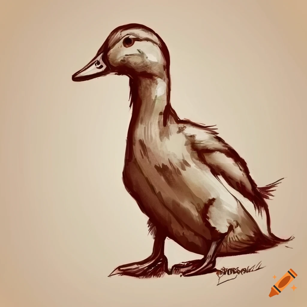 Old drawing sketch of a duck on Craiyon