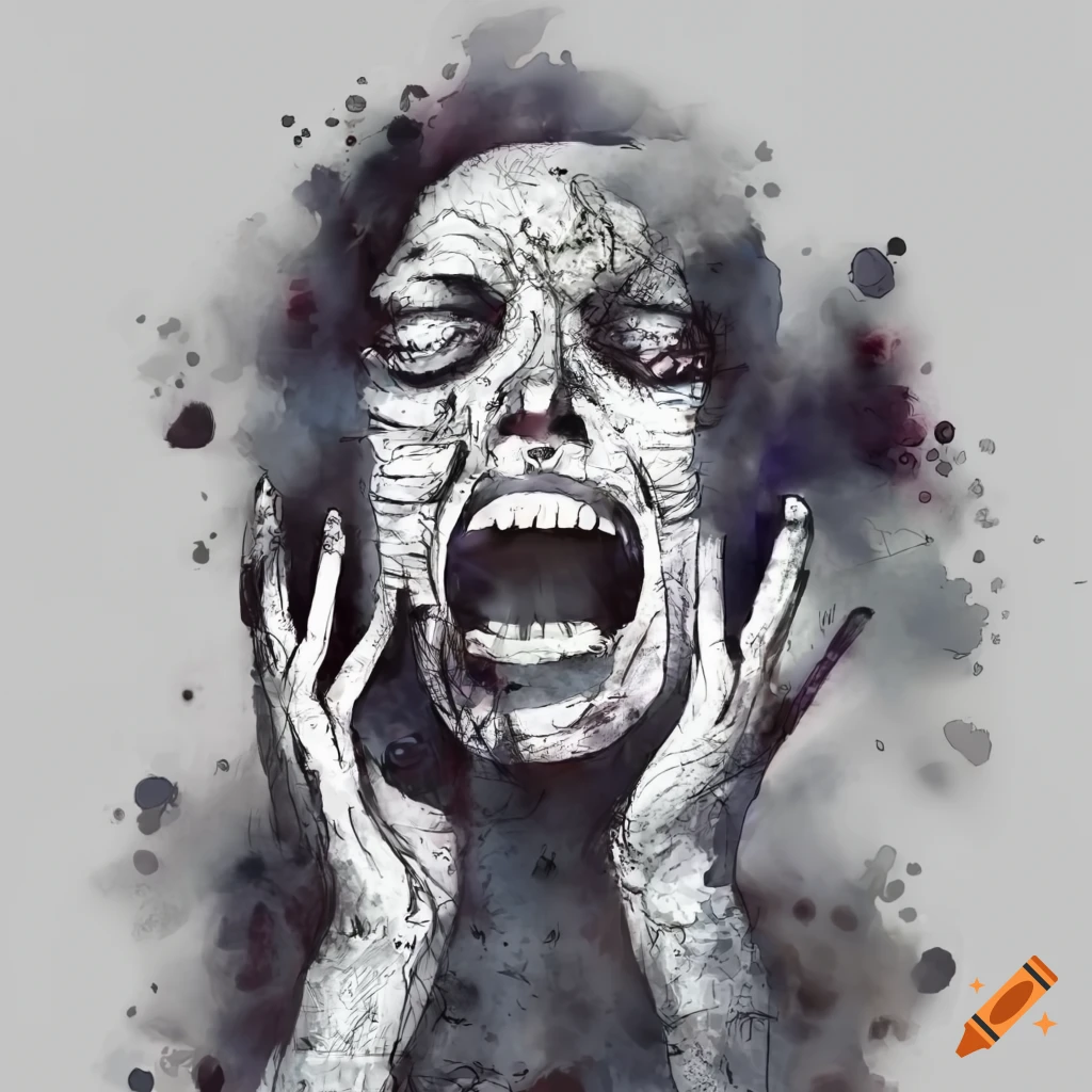 Person consumed by internal pain in a dark fantasy style