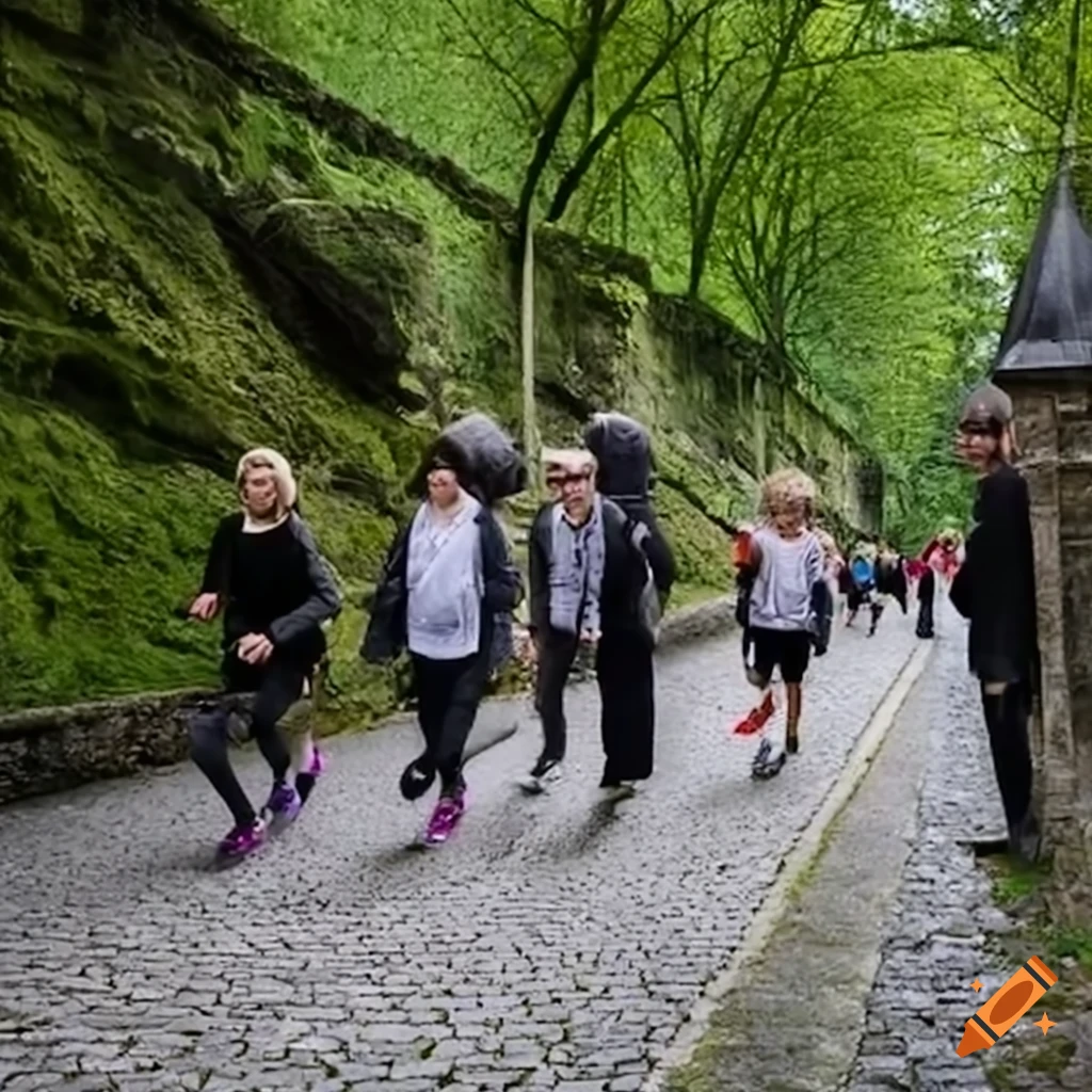 Tourists exploring the town of Durbuy