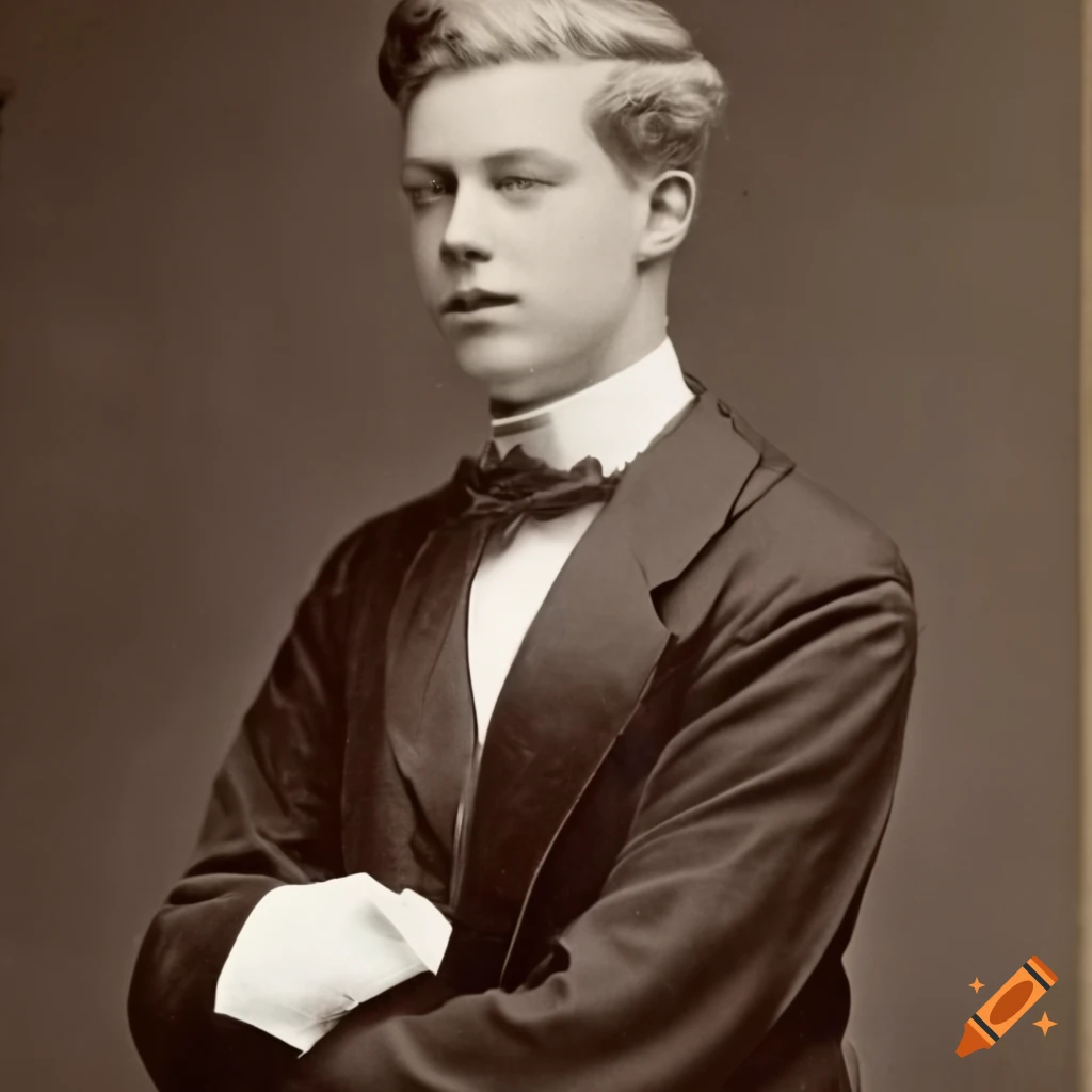 Young blond man in an expensive suit - 1890s formal photograph on Craiyon