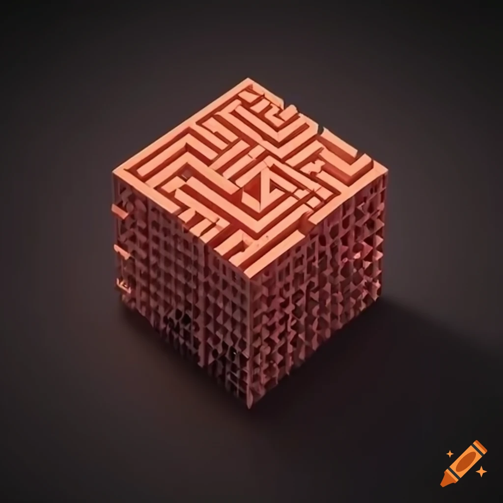 Cube structured like a maze on Craiyon
