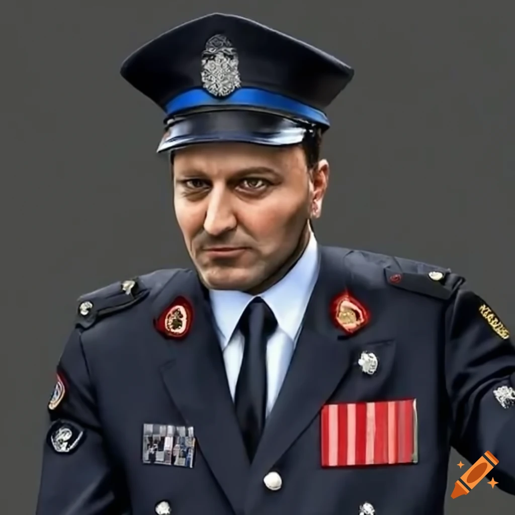 Man wearing a police uniform on Craiyon