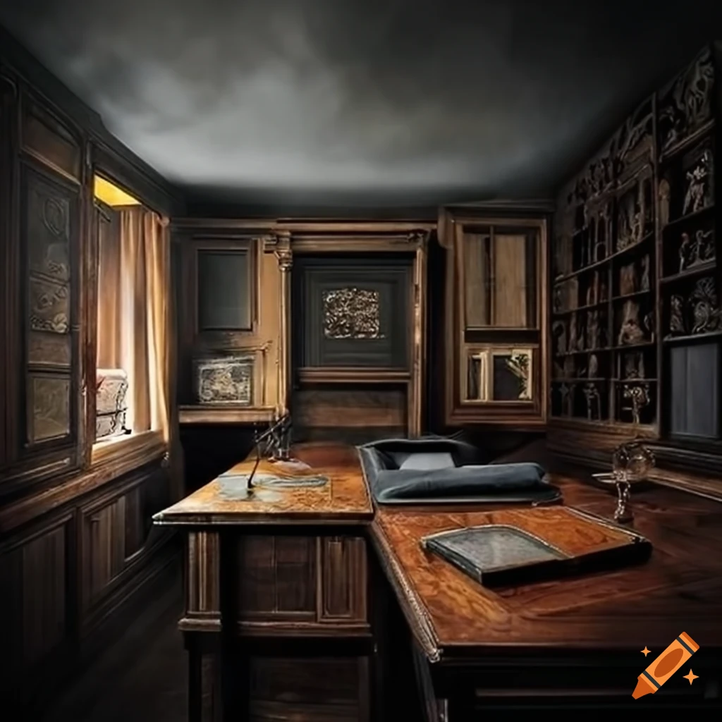 Dark old-fashioned office room on Craiyon