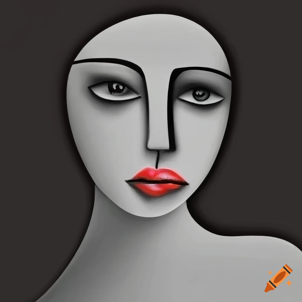 Abstract cubist portrayal of a woman in white on Craiyon