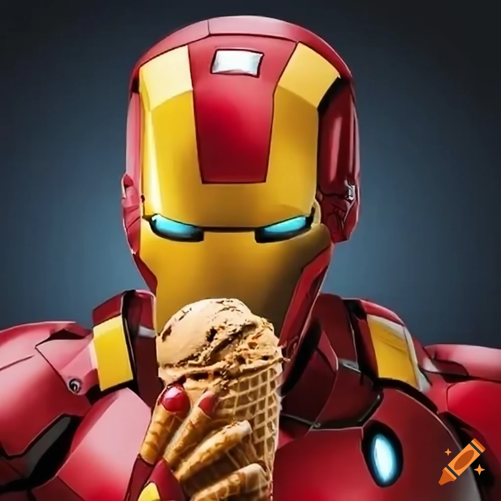 Ironman enjoying an ice cream treat on Craiyon