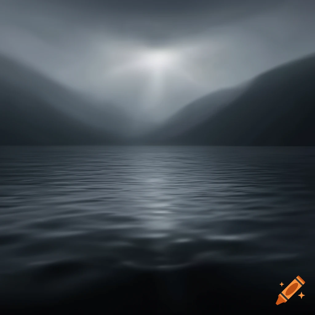 Final touch with god rays shining on mountain lake for naturalism and awe