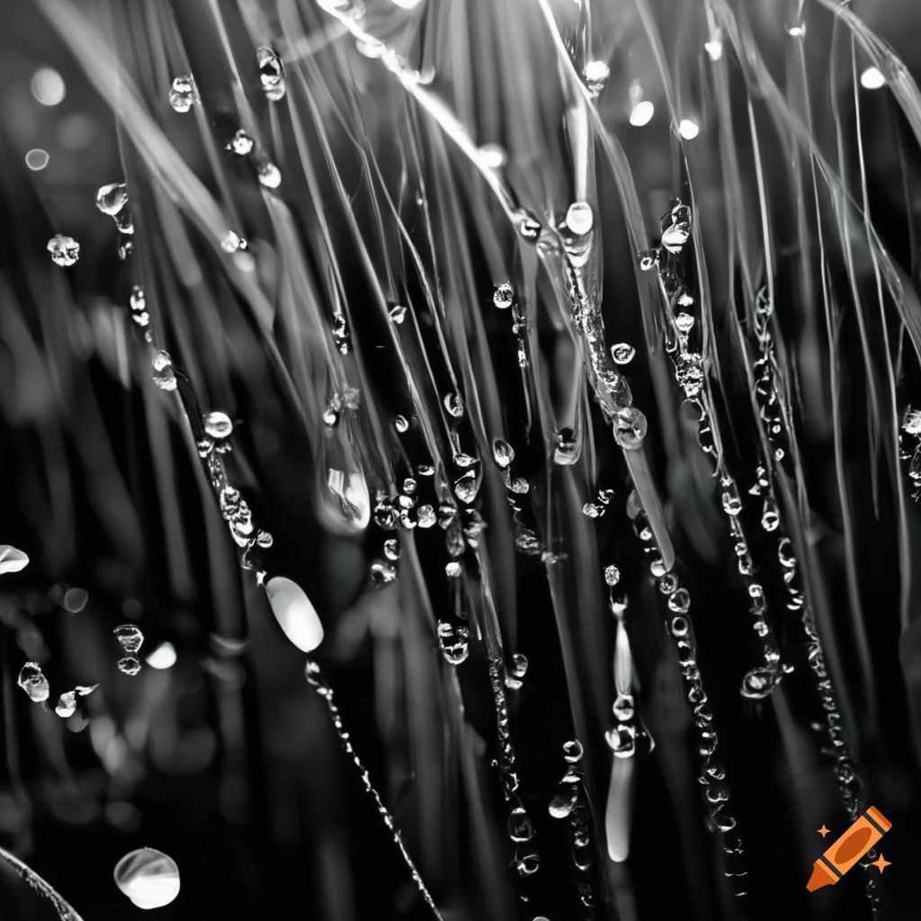 Dew drops on autumn grass in the early morning light