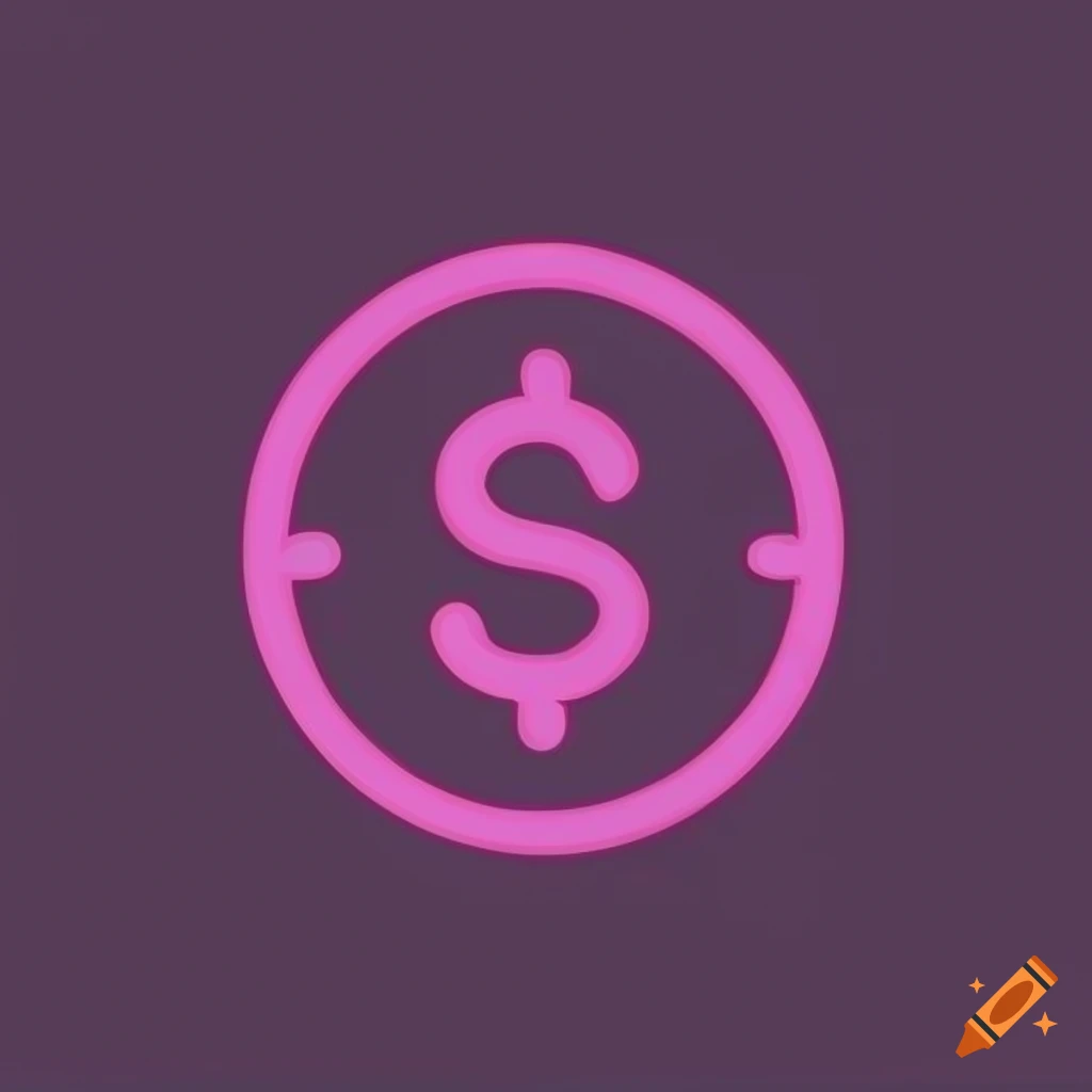 Neon pink coin icon outline doodle