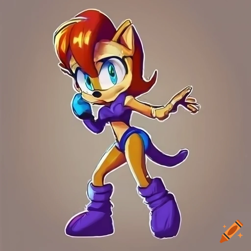 Sally Acorn full-length portrait from Sonic comics